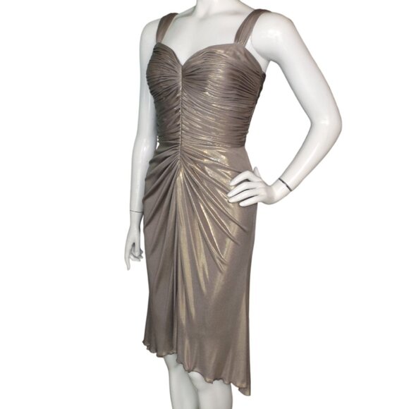 TADASHI COLLECTION Dress, 6, Champagne/Golden, Ruched, Wide straps, knee length - Picture 4 of 12